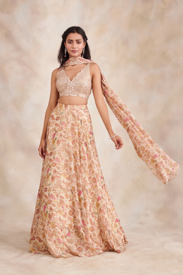 Lilac Georgette Lehenga